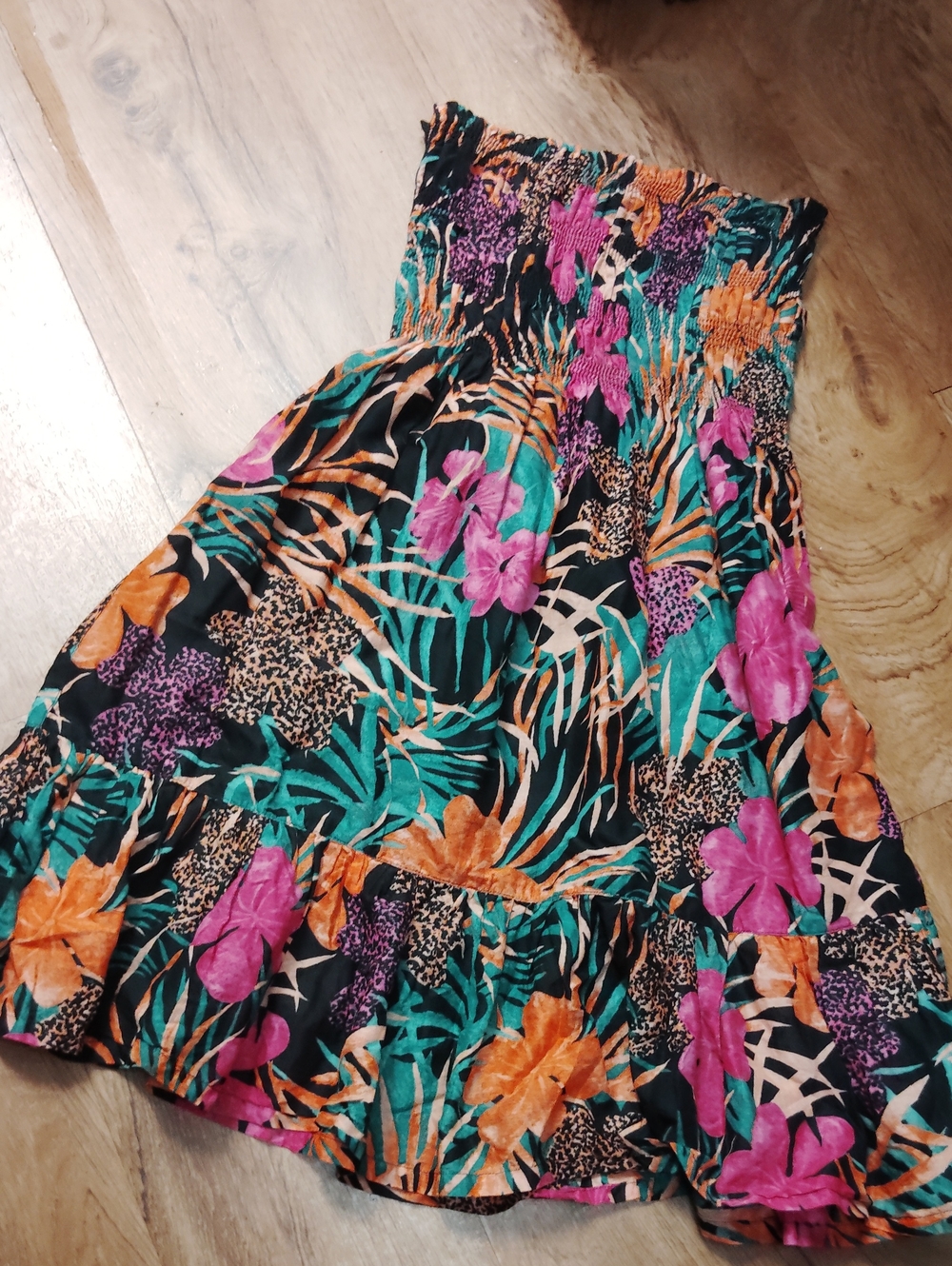 Moda International Tropical Maxi Dress in Black, Teal, Pink & Orange